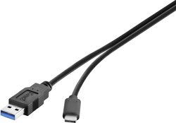 Kabel USB Renkforce, USB 3.2 Gen1 (USB 3.0), Złącze męskie USB-A, Złącze męskie USB-C®, 1.80 m