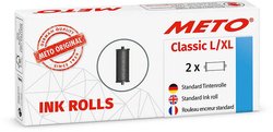 Rolki kolorów METO do METO Classic L, XL (profesjonalna etykieciarka ręczna do etykiet 32 x 19 mm i 29 x 28 mm) 2 sztuki, czarne Rolka do drukowania METO 30007715 30007715, 1 szt.
