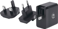 Manhattan 102278 Ładowarka USB 65 W gniazdo Maksymalne natężenie wyjściowe 3 A Ilość wyjść: 1 x złącze żeńskie USB-C USB Power Delivery (USB-PD), z adapterem brytyjskim, z adapterem amerykańskim