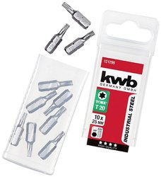 Zestaw bitów ze stali przemysłowej kwb 10er TX 20, bity 25 mm, sześciokąt zewnętrzny 1/4 ',', Bit-TX T 20 kwb 121295 C 6.3 10 szt.