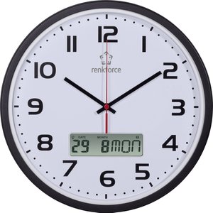 Renkforce HD-WRCL135 Sterowany radiowo Zegar ścienny 32 cm x 4.5 cm czarny