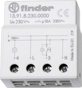 Elektroniczny wyłącznik przepięciowy z opcją czasową (10 minut), seria 13.91.8.230 Przełącznik przepięciowy Finder 13.91.8.230.0000, 2300 VA, 10 A