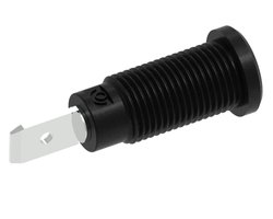 Gniazdo bananowe bezpieczne Ø2mm z okrągłą nakrętką Ø10mm, płaska końcówka łącząca 4,8x9mm, kolor czarny Electro PJP 228-2-I-CD1-N Gniazdo do zabudowy bezpieczne 1 szt.