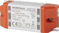 Basetech LD-12-15 Transformator LED  Stałonapięciowy 15 W 1.25 A  Możlowość stosowania w meblach, Zabezpieczenie przed przepięciem, Montaż w strefach zagrożonych wybuchem 1 szt.