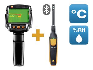 Zestaw do diagnostyki budynków testo 872s - kamera termowizyjna testo 872 z czujnikiem wilgotności Bluetooth testo 605i Kamera termowizyjna testo 872s, zestaw do diagnozy budynków 240 x 180 Pixel -30 do +650 °C