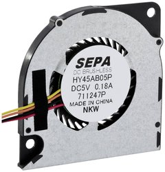 Wentylator promieniowy SEPA HY45AB05PSE26A-BLI, 5 V, 1.92 m³/h, (D x S x W) 45 x 45 x 4.3 mm