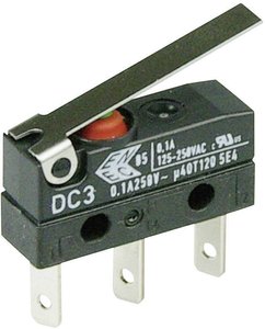 Mikroprzełącznik DC3C-L1LC 250 V/AC 0.1 A 1 x wł/(wł) ZF IP67 chwilowy 1 szt.