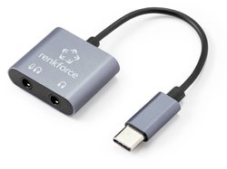 adapter USB-C Renkforce RF-4671302 RF-4671302, [1x złącze męskie USB-C - 2x złącze żeńskie jack 3,5 mm]