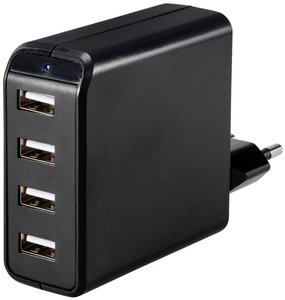 VOLTCRAFT UC-4AXX001 Ładowarka USB 24 W dom Maksymalne natężenie wyjściowe 4.8 A Ilość wyjść: 4 x USB-A