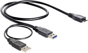 Kabel USB Delock, USB 3.2 Gen1 (USB 3.0), Złącze męskie USB-A, Złącze męskie USB Micro-B 3.0, 0.20 m