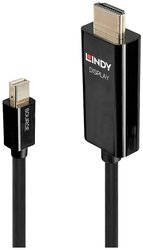 Lindy 40912 Adapter kabla wideo 2m Mini DisplayPort HDMI Typ A (standardowy) Czarny Kabel LINDY 40912, 2.00 m