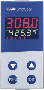 Termostat PID Jumo dTRON 308 (hoch) Pt100, Pt500, Pt1000, KTY11-6, L, J, U, T, K, E, N, S, R, B, C, D -200 do +2400 °C Przekaźnik 3 A, Analogowe prądowe (D x S x W) 105 x 48 x 96 mm