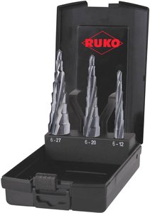 Zestaw wierteł stopniowych ULTIMATECUT HSS RUNaTEC, w walizce z tworzywa ABS Zestaw wierteł stożkowych stopniowych RUKO 101087PRO 1 zest.