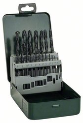 Zestaw wierteł do metalu HSS-R, 19 części, 1 - 10 mm, metalowa obudowa Zestaw wierteł krętych do metalu Bosch Accessories 2607019435 1 zest.