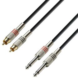 Kabel audio 2 x męski cinch do 2 x 6,3 mm jack mono 1 m Kabel Adam Hall K3TPC0100 1 m