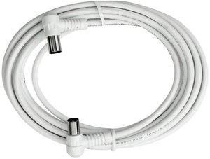 Kabel Anteny, Axing BAK 153-00 BAK 153-00, [1x złącze męskie antenowe 75 Ω - 1x złącze żeńskie antenowe 75 Ω], 85 dB, 1.50 m, biały