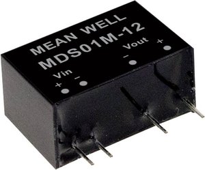 Moduły konwertera DC/DC serii MEANWELLL Seria MDS01 SIP/SIL7 Obudowa Pojedyncze wyjście Stosunek napięcia wejściowego: 1:1 Moc: 1W nieregulowany Medyczny Moduł przetwornicy DC/DC Mean Well MDS01M-12 MDS01M-12, 1 W, 84 mA, 1 szt.