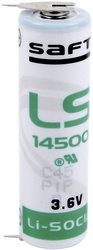 Bateria AA Saft LS145002PF, 3.6 V, 2600 mAh, litowe, U-piny do lutowania, 1 szt.