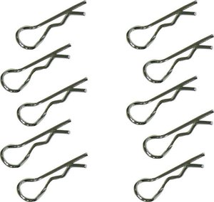 Klamry dla karoserii Reely, 27 mm, skala 1:10, srebrne, zestaw - 10 sztuk