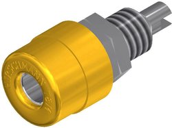 Gniazdo bananowe montażowe SKS Hirschmann BIL 20, izolowane, O 4 mm, 16 A, żółte