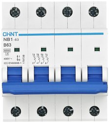 Wyłącznik automatyczny Chint NB1-63 4P B6 6kA DB 179737, 4 styki, 240 V, 415 V, 6 A