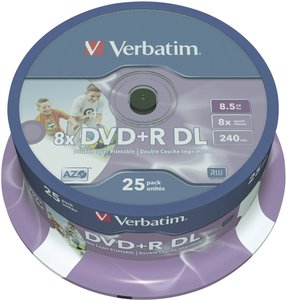 Verbatim DVD+R DL 8,5 GB 8x 25 szt. na szpuli DVD+R DL Verbatim 43667 25 szt.