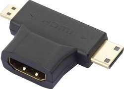 Adapter Y HDMI SpeaKa Professional SP-7870584, [1x złącze męskie Mini HDMI typ C, złącze męskie Micro HDMI (typ D) - 1x złącze żeńskie HDMI]