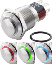 Przełącznik wciskany, wandaloodporny TRU COMPONENTS TC-GQ16-KH-11E/J/41RGB/12V/S TC-7495048, 16 mm, 48 V/DC, 2 A, 1 szt.