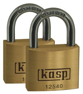 Kłódka mosiężna premium - dwupak, 50 mm, jednakowy klucz - seria 125 Kłódka Kasp K12550D2 50 mm Samozatrzaskowa   z zamkiem kluczykowym