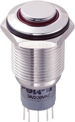 Przycisk wandaloodporny chwilowy TRU COMPONENTS LAS2GQH-22E/R/12V/S/P, 2 x wł/(wł), IP65, 1 szt.