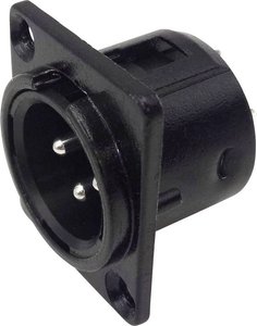 Złącze męskie XLR TRU COMPONENTS 1409121, niklowany, złącze żeńskie z kołnierzem, wyjście proste, 1 szt.