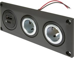 Gniazdo do zabudowy z podwójnym gniazdem USB-C/a + 2 gniazdami power ProCar 67346000 Obciążalność prądu maks.: 20 A 12 V, 24 V