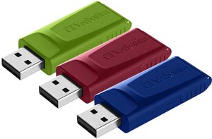 Pendrive USB Verbatim Slider 3 GB USB 2.0 niebieski/czerwony/zielony Pendrive USB Verbatim 49326, 3 szt.