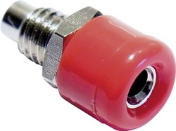 Gniazdo bananowe miniaturowe, O 2.6 mm, 10 A, czerwone