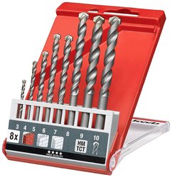 Zestaw wierteł krętych do kamienia kwb  39800 3 mm, 4 mm, 5 mm, 6 mm, 7 mm, 8 mm, 9 mm, 10 mm 8 szt.