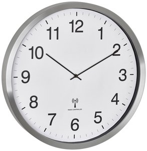 TFA Dostmann 60.3548.02 Sterowany radiowo Zegar ścienny 508 mm x 65 mm  biały, srebrny duży wyświetlacz