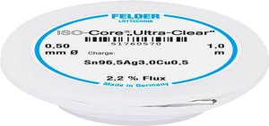 Cyna lutownicza Felder Löttechnik ISO-Core ''Ultra Clear'' SAC305 szpula Sn96,5Ag3Cu0,5   0.5 mm