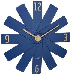 TFA Dostmann 60.3020.06 Kwarcowy Zegar ścienny 400 mm x 37 mm x 400 mm niebieski, ciemnoniebieski cicha praca mechanizmu