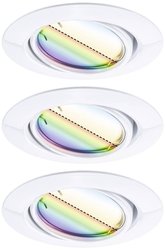 Oprawa wpuszczana LED Smart Home Zigbee Base Coin zestaw podstawowy obrotowy okrągły 90mm 20° 3x4,9W 3x420lm 230V ściemnialny RGBW+ biały Oświetlenie wewnętrzne LED Paulmann 92466 Zestaw 3-elementowy 14.7 W 420 lm