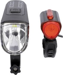 FISCHER FAHRRAD Zestaw oświetlenia rowerowego TWIN-60/30/15 LED  czarny