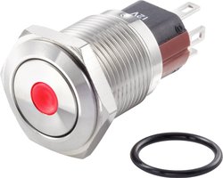 Przełącznik wciskany, wandaloodporny TRU COMPONENTS TC-GQ16-KF-11ZD/J/R/12V/S TC-7494780, 16 mm, 48 V/DC, 2 A, 1 szt.
