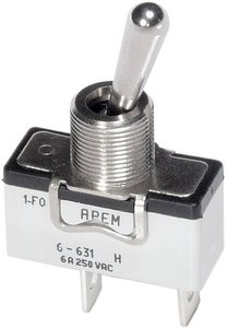 Przełącznik dźwigienkowy APEM 6-639H/2 6-639H/2, 1 x wł/wył/wł, 250 V/AC, 6 A, 1 szt.