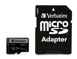 Karta pamięci microSDXC Verbatim MICRO SDXC CARD PRO UHS-3 128GB CLASS 10 INCL ADAPTOR, 128 GB, UHS-Class 3
