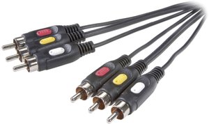 Kabel Cinch kompozytowy SpeaKa Professional [3x złącze męskie RCA/cinch - 3x złącze męskie RCA/cinch] 2.00 m czarny