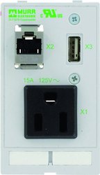 Wkładka łączony, 1-krotna USA NEMA 5-15 1xUSB-a gniazdo/gniazdo + 1x RJ45 gniazdo/gniazdo  Murrelektronik Modlink MSDD 4000-68000-4030000 1 szt.