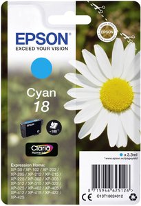 Epson atrament T1802, 18 tusz oryginalny  Cyjan C13T18024012
