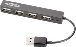 Hub Digitus do notebooka USB 2.0, 4-portowy, transfer danych Plug & Play do 480 Mb/s. Hub USB 2.0 ednet 85040 4 Porty  czarny