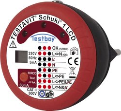 Tester gniazdek Testboy Testavit Schuki 1 LCD CAT II 300 V