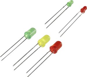 Asortyment diod LED zielony , , czerwony, ,  żółty, okrągłe 3 mm,,  5 mm