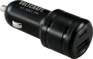 VOLTCRAFT VC-30CC-PD samochód osobowy Ładowarka USB  2 x USB, złącze żeńskie USB-C USB Power Delivery (USB-PD)